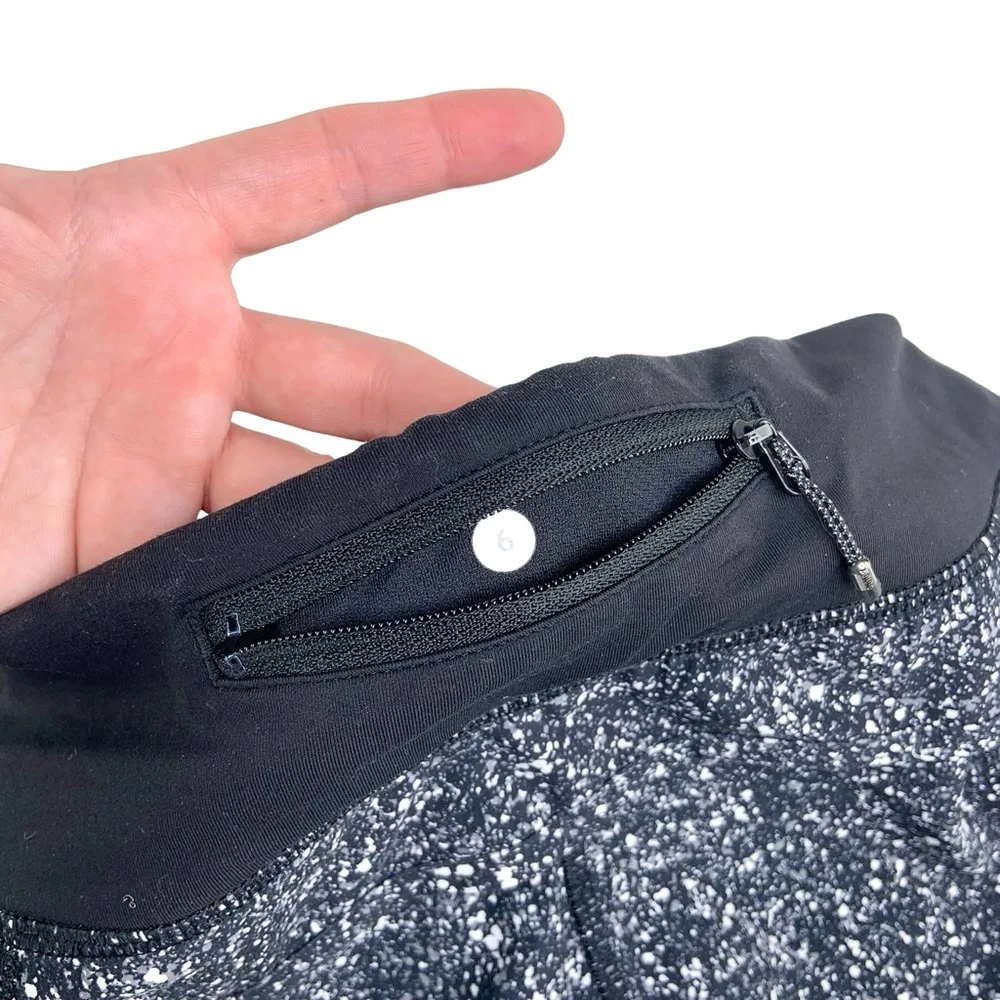 Lululemon Splatter Abstract Speed Up Black Running Shorts - Picture 5 of 8
